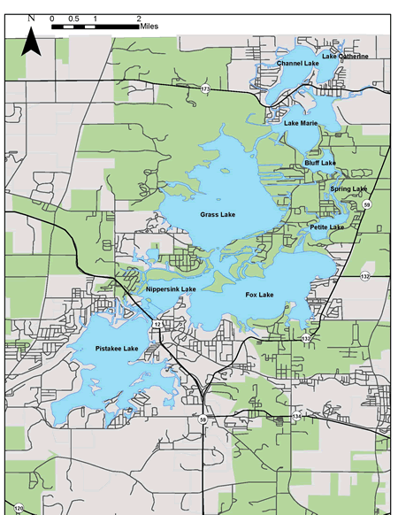 chain of lakes map Lake Profile Fox Chain O Lakes chain of lakes map